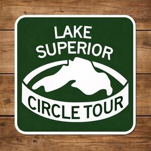 Lake Superior Circle Tour Road Sign Travel Midwest USA Camp Hike Trail